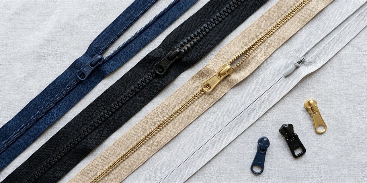 Four zipper types compared: nylon coil, moulded plastic, metal and invisible